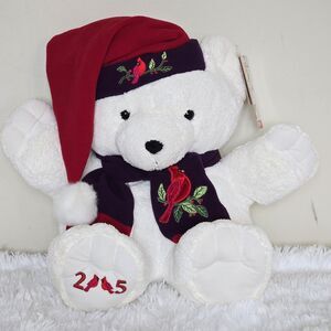 2005 Dan Dee Collector's Choice Teddy Bear Cardinal Bird Scarf & Hat Holiday